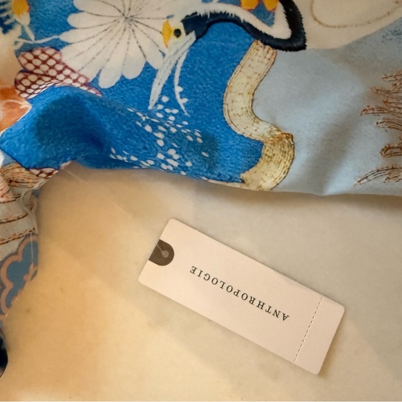 Anthropologie Blue and Cream Crane Bomber Jacket - Picture 3 of 4